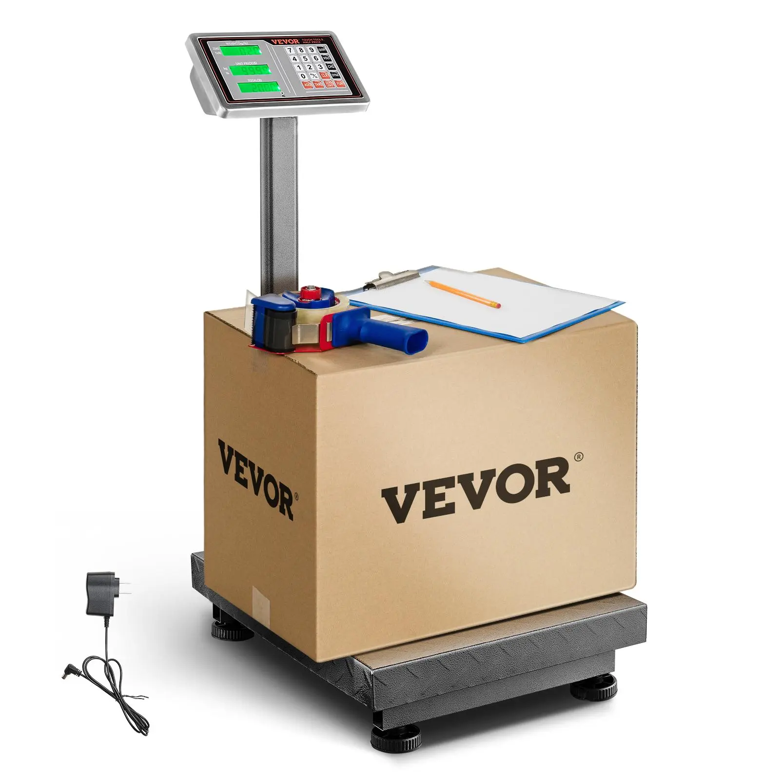 【Backtoschool】VEVOR Computing Digital Platform Scale, 660 lbs Load, 0.1 lbs Accuracy Computing Floor Scale with LB/KG, Tare, Price Calculator, Stainless Steel High-Definition Display for Boxes, Luggages, FCC Listed