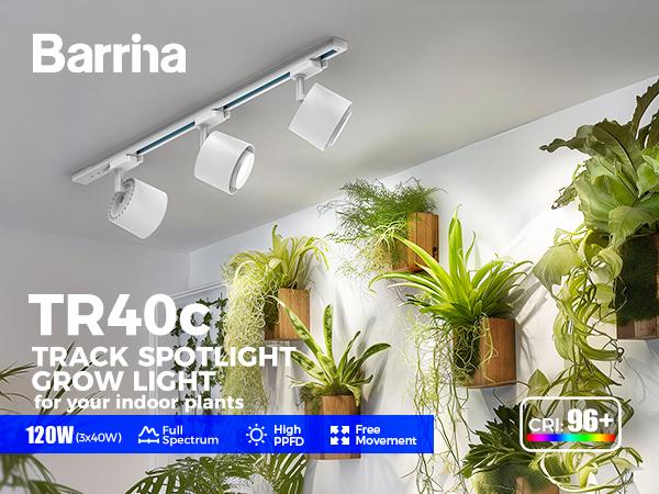 Barrina TR40c 3 x 40W LED Grow Lights 5000K | Full Spectrum, Ceiling Track & Timer | TR40c