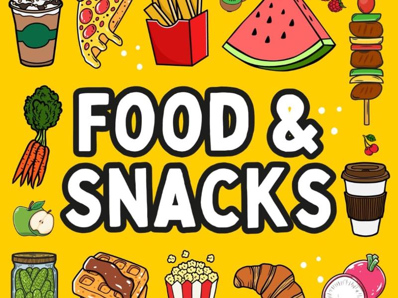 Food and Snacks Coloring Book: Bold and Easy Designs for Both Adults and Kids