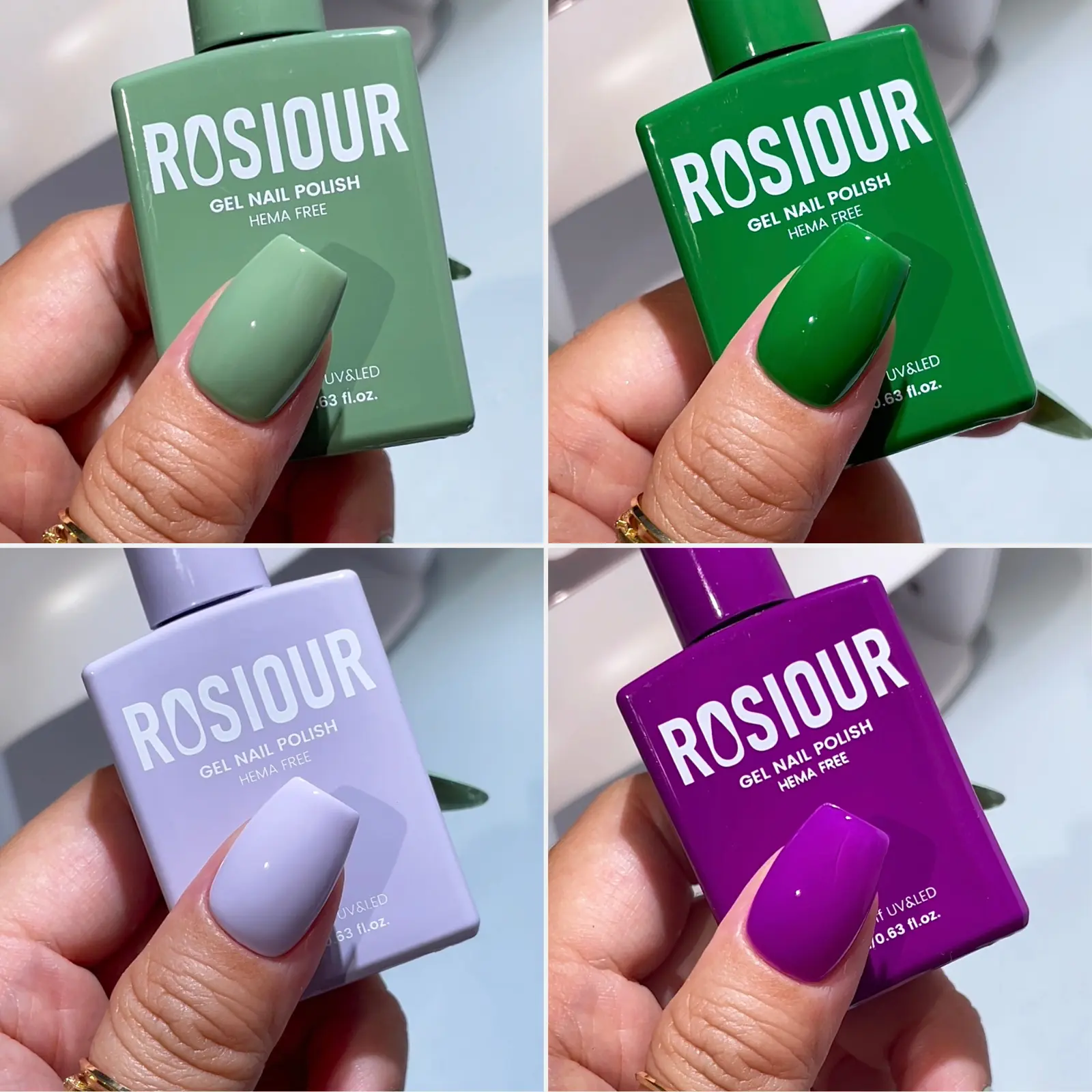 ROSIOUR 18ml Gel Polish | 18ml Each | HEMA-Free | Smooth Coverage, Glossy Finish | Nail Art & DIY Manicures Gel Based Gel Nail Colors
