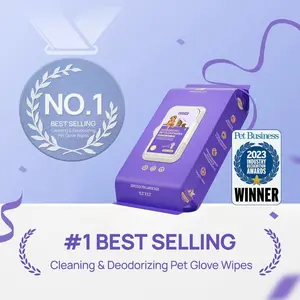 Pet companion PET Glove Wipes for Dogs & Cats - Disposable Grooming Wipes with Deodorizing & Sticky Hair Removal - No-Rinse Freshening Wipes with Satisfying Skin Care Formula - Hypoallergenic Facial & Body Wipes for Outdoor Use - 20 Count