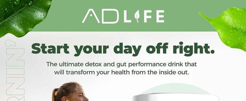 AD LIFE Good Mornin' Gut Detox & Digestion Support Powder with Apple Cider Vinegar L-Glutamine & Aloe Vera for Fast Acting Bloating Relief & Face Debloat - Morning Detox Drink for Reduced Bloating