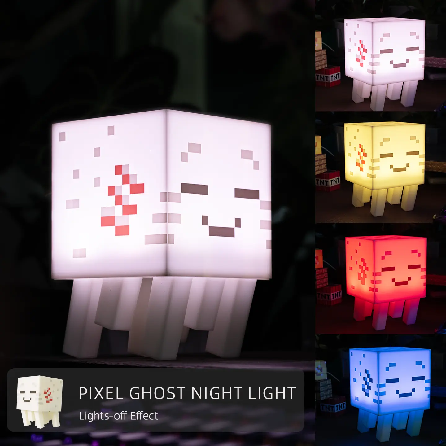 Funny Pixel Summer Vibes Lamp, 4-Color Changing USB-C Rechargeable Indoor Night Light, 4-Mode Cool Bedroom Gaming Decor, Creative Birthday Gift, Cool Room Decor