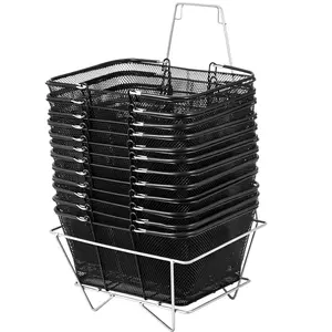 VEVOR Shopping Baskets with Handles,  , 12PCS, Black Metal Shopping Basket, Portable Wire Shopping Basket, Black Wire Mesh shopping Basket Set for Supermarkets, Retail Stores, Grocery Shopping, Black Organiser Plastic