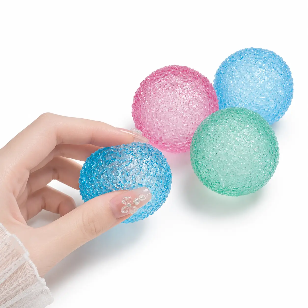 Stress Relief Squeeze Ball Memory Gel, Textured Fidget Sensory Toy for Hand Exercise, Soft Squishy Ball for Office Break Room Present Party