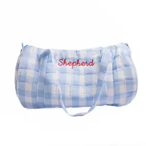 Blue Gingham Quilted Duffel