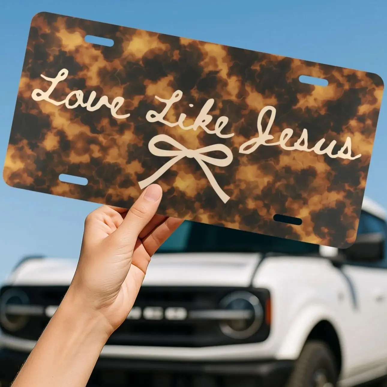 Love Like Jesus Tortoise Shell Christian License Plate, Girly Car Accessory