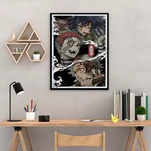 Tanjiro vs. Akaza Demon Slayer Poster – Intense Fight Scene, Demon Slayer Battle, Epic Manga Wall Art & Gift_Poster