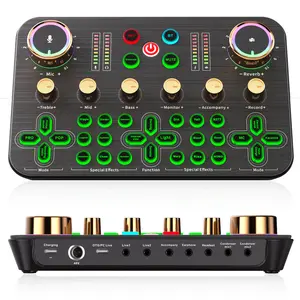 Facmogu K600 Gaming Audio Mixer, Streaming Audio Mixer with XLR Microphone Support, DJ Mixer Built-in 48V Phantom Power, Live Sound Card for PC Phone Live Streaming Podcasting Karaoke Tiktok YouTube