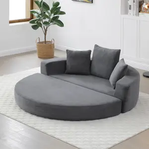 Niccae Convertible sofa bed, multi-functional round bed, adjustable sofa bed, no assembly required, compressed corduroy fabric, suitable for apartments, offices, bedrooms, living rooms and other places.