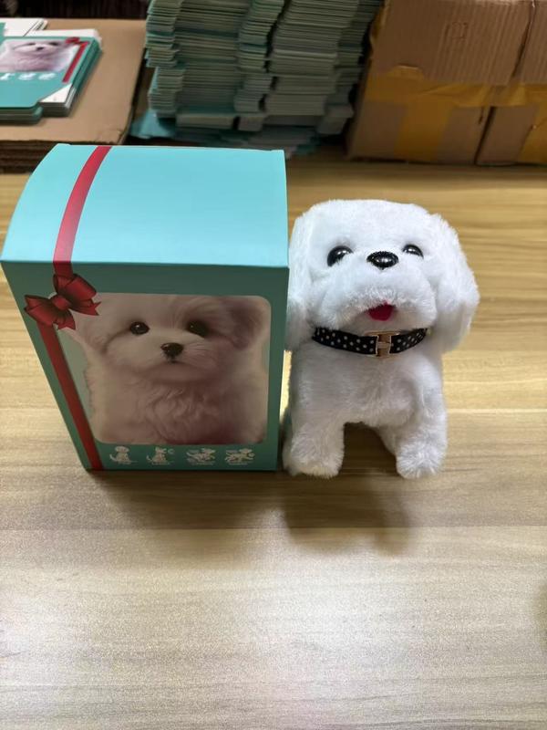 Latest 2026 Upgraded Version Yellow and White Robot Cat Plush Toy Simulates Meowing Movements Electric Kitten and Puppy Children's Toy Real Interactive Plush Cat with Simulated Actions and Meowing