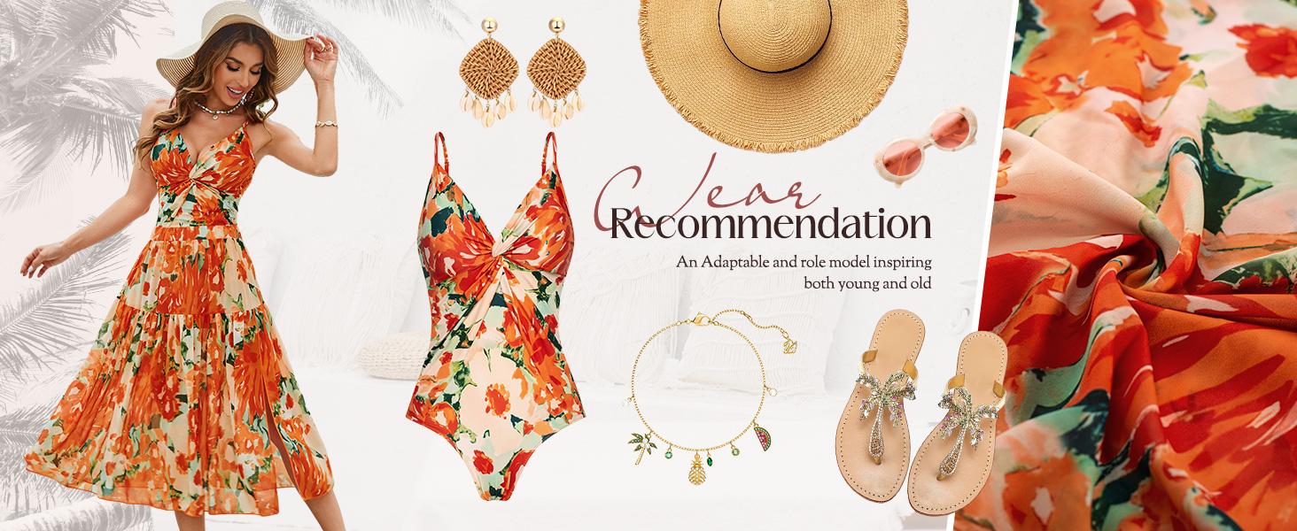 【GRACE KARIN】 Women's Two-piece set Swimsuits with Cover Up Skirt Tummy Control V Neck Bathing Suits SpringStatements