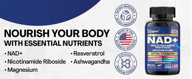 Forever Young Set - Zoyava NAD+ & Collagen Combo - Ultimate Antioxidant Supplement - Skin Aging Support, Nail & Hair Health, & Overall Wellness - Made in USA