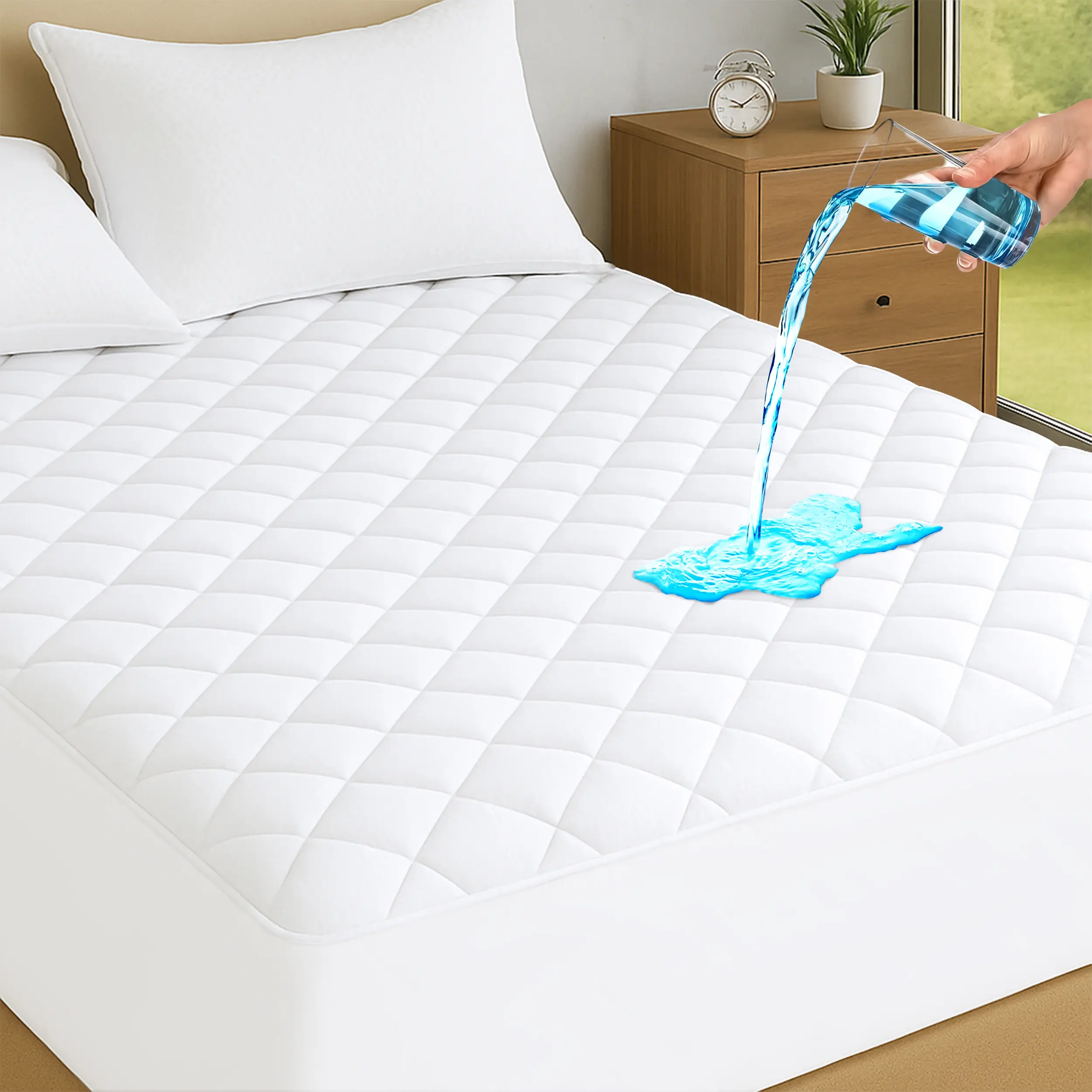 Waterproof Mattress Pad - Deep Pocket 16” - Ultra Soft, Noiseless, Breathable, Soft Fitted Mattress Pad Topper- All Season Bed Topper
