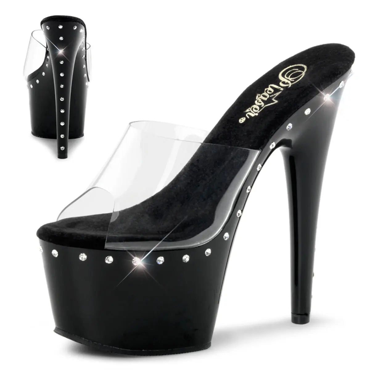 Pleaser Adore-701LS Women's Platform Heel Sandals with Rhinestone Accents, Heels, Platform Heels