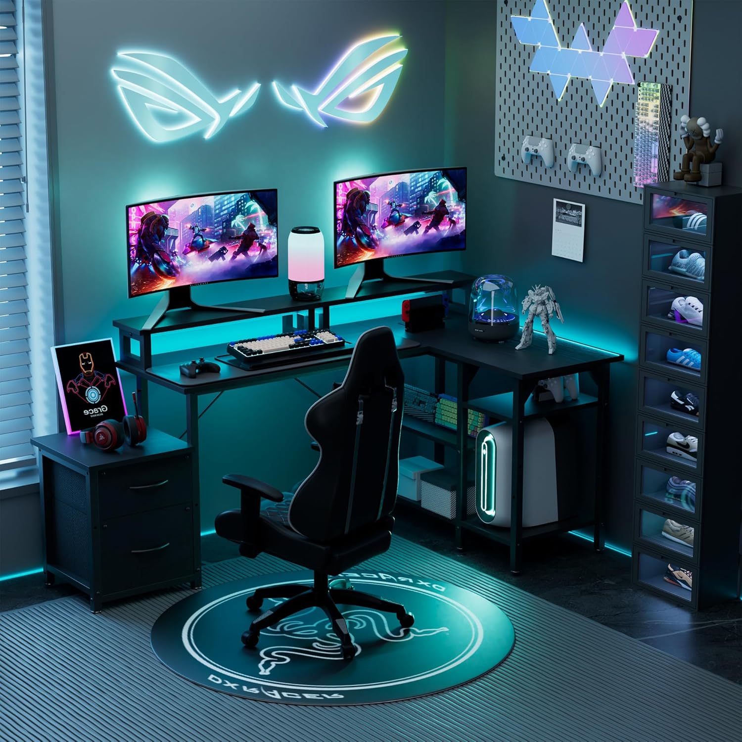GTPLAYER Ergonomic Video Gamer Chair - Height-Adjustable Rolling Computer PC Chair, 360-Degree Smooth Swivel, Recline Function, Premium Spring Cushion Softens Impact, Memory Foam, Breathable Support, Gamer Stuff Built for Gaming Work Study