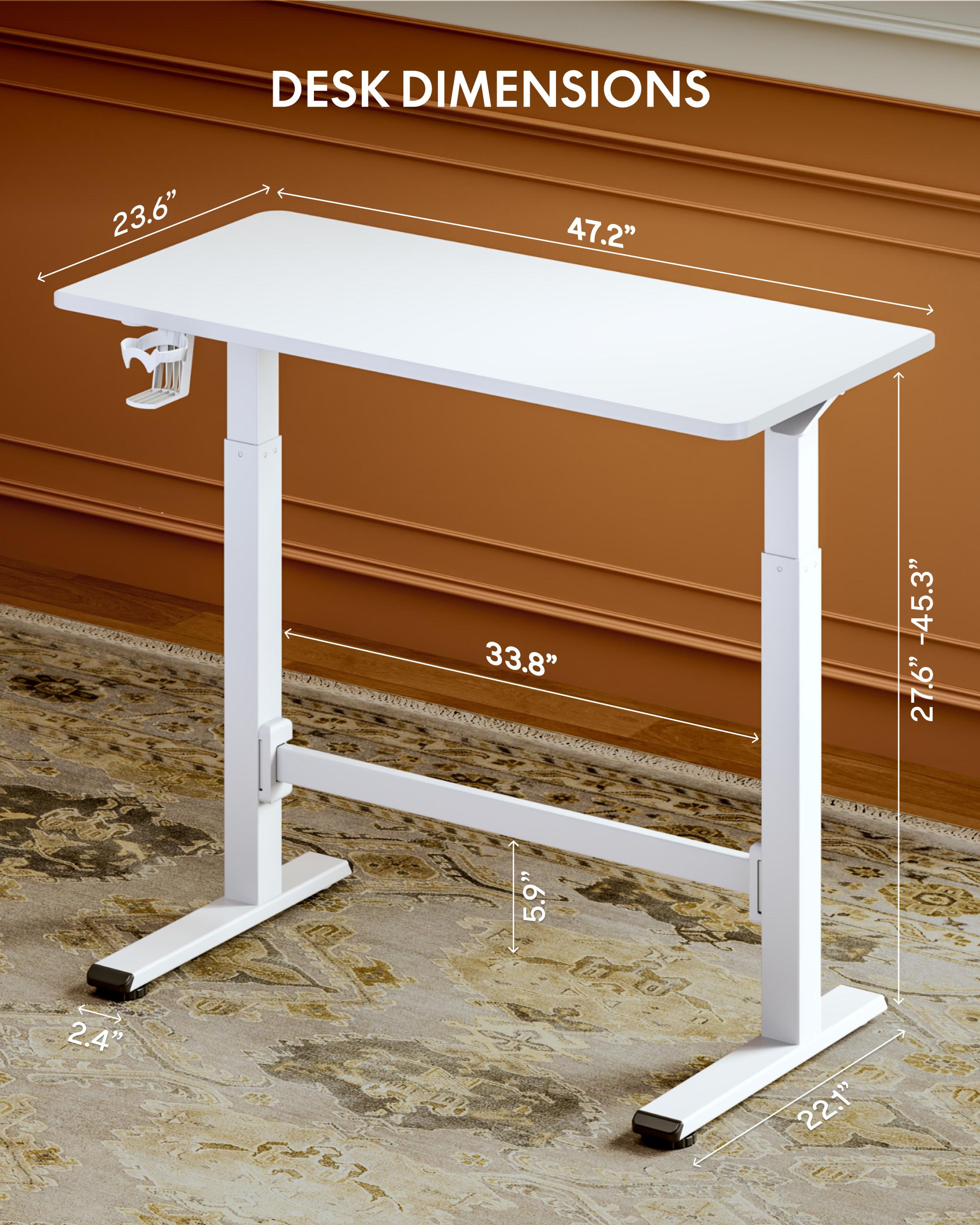 FLEXISPOT H7 PLUS Gas Spring Adjustable Standing Desk Mobile Rolling Sit-Stand Workstation with Wheel Cordless Manual Stand Up Desk for Small Room Home Office Bedside Work Sofa Setup Walking Pad Office