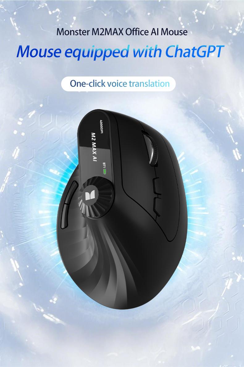 Monster M2 Max AI Ergonomic Vertical Wireless Connected Mouse