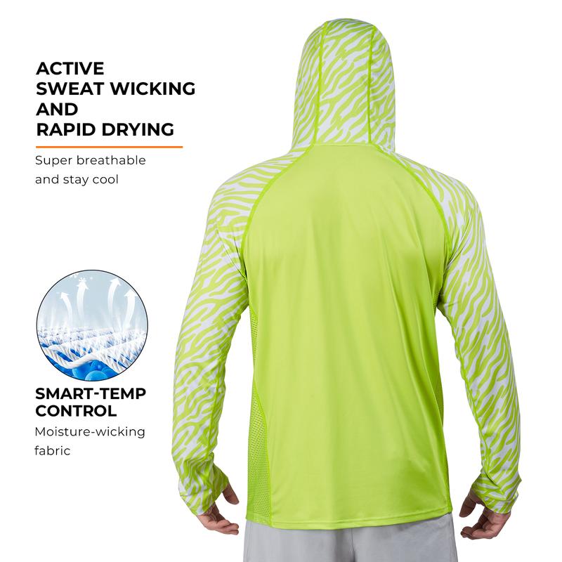 RODEEL 915 Sun Hoodie Shirts w/ Mask Neck Gaiter Men UPF 50+ UV Protection Long Sleeve Lightweight Quick Dry Moisture Wicking Breathable Cooling Activewear for Outdoor Sport Gym Fishing Roofing Landscaping Construction Gardening, Holiday Gift