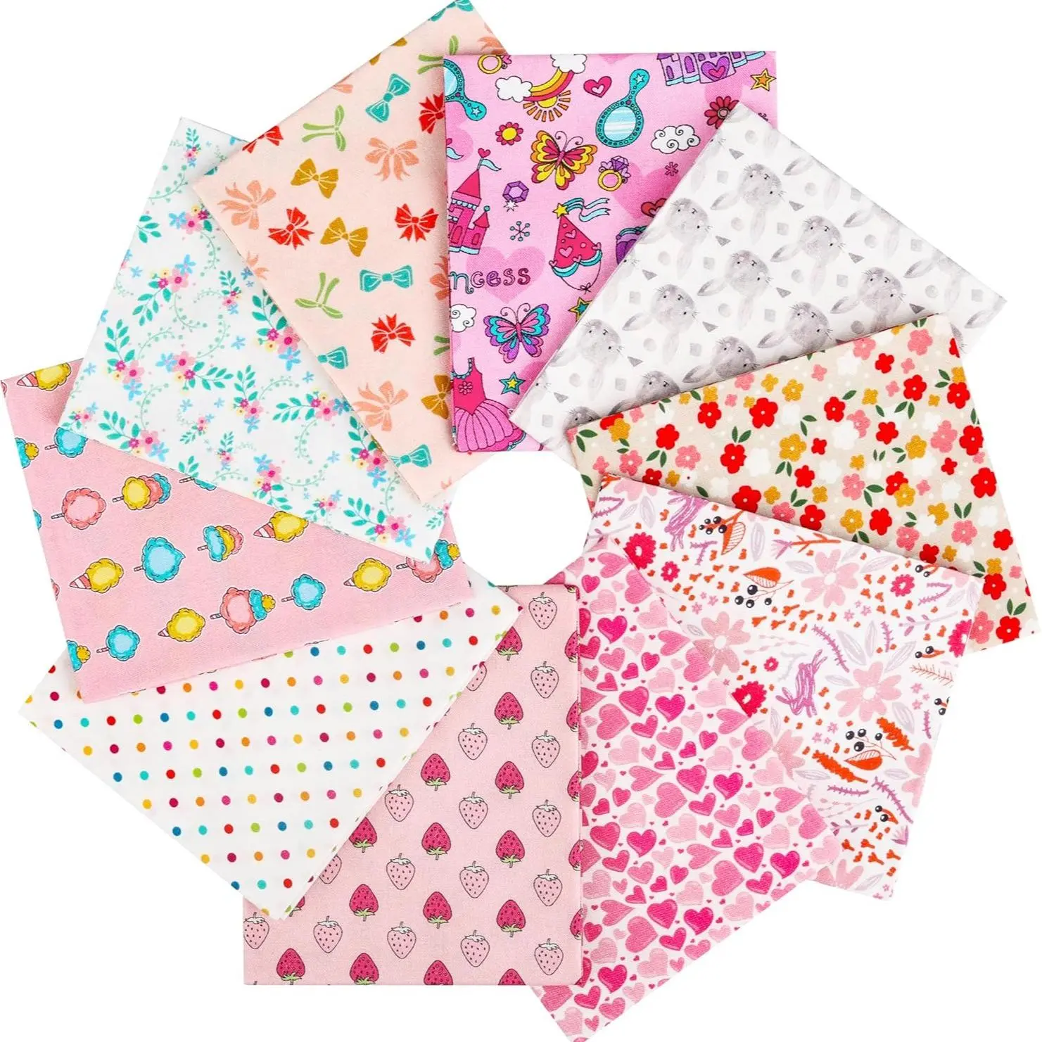 CRAFTIDO Quilting Fabric Bundles, 10 Pack Starry Sky 100% Cotton Fat Quarters for Girls, 18"x21" Precut 5.2oz Breathable Sheets for Sewing & Crafts, Breathable Cotton Fabric, Fabric Cotton