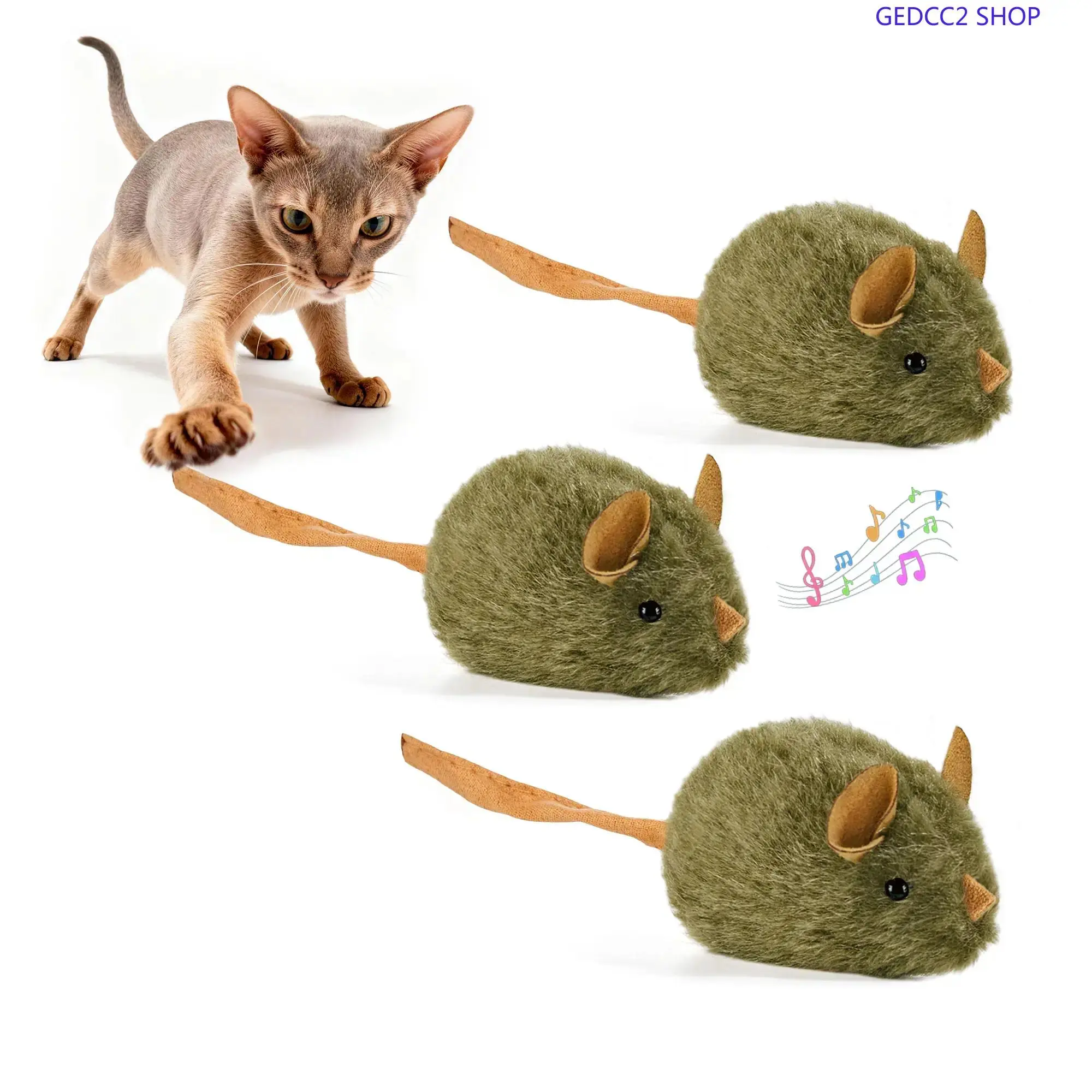 3-Pack Interactive Cat Toys, Realistic Squeaky Plush Mouse Toys for Indoor Cats, Chewable Enrichment Toys for Kittens, Adult & Senior Cats, Hunting & Boredom Relief Play Set