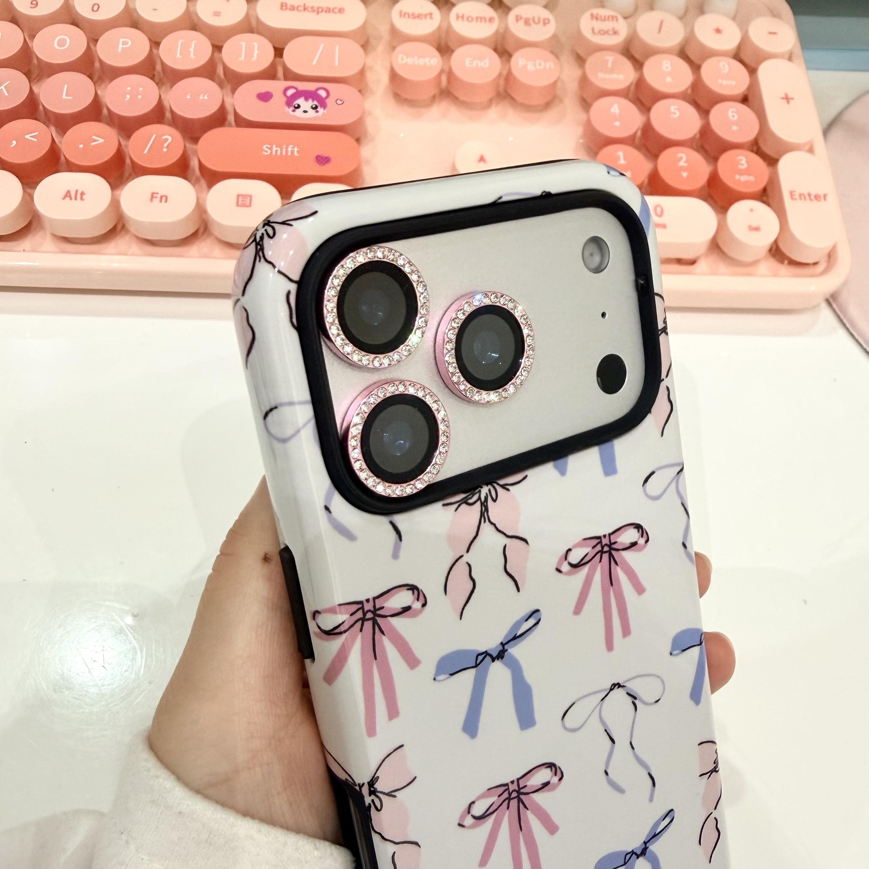 Cute bow iPhone case, hard shell phone cover, dual-layer shockproof design, compatible with iPhone 17/16/15/14/13 Pro/Plus and iPhone 17/16/15 Pro Max cases