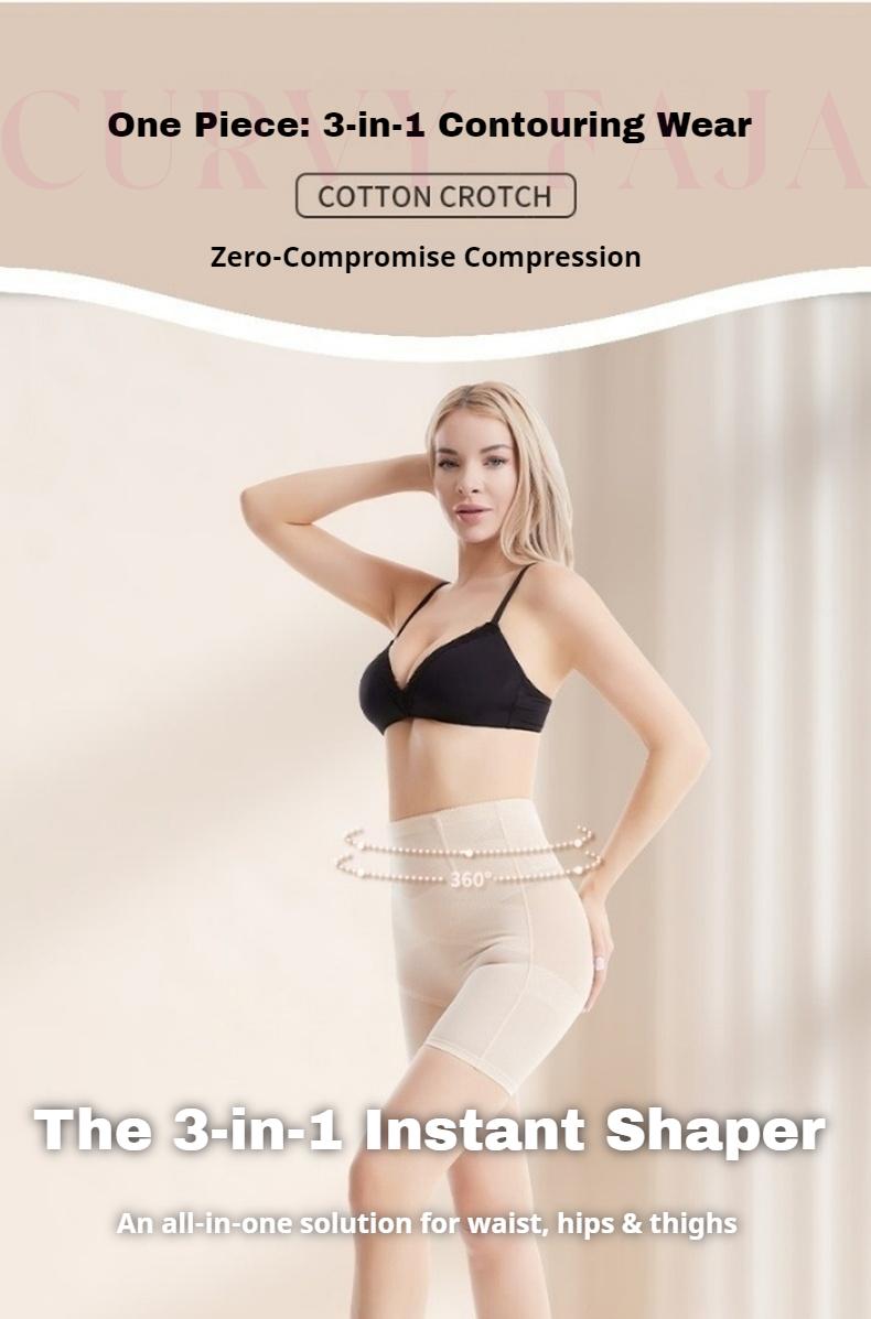 Curvyfaja Women's Comfort High Waist Shapewear Tummy Control Underpants Abdominal Control Panties Casual Womenswear Shorts with Hip Lift & Cross Compression Basic Minimalist