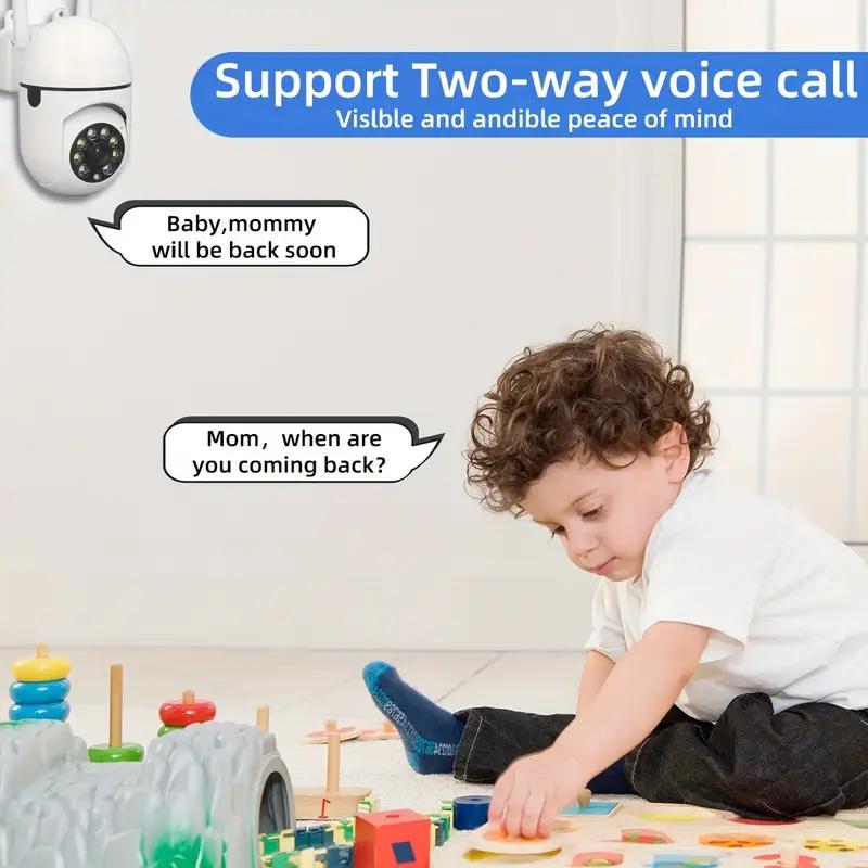 【JOOAN 2.4G WiFi 1080P FHD Home Smart Security Camera】BT/WiFi Connection, USB Cable Included, Plug-in Power Required (Not Included), Color Night Vision, Motion Detection, 360° PTZ Panorama, Two-Way Audio, Siren Alarm, SD/Cloud Storage (Optional)