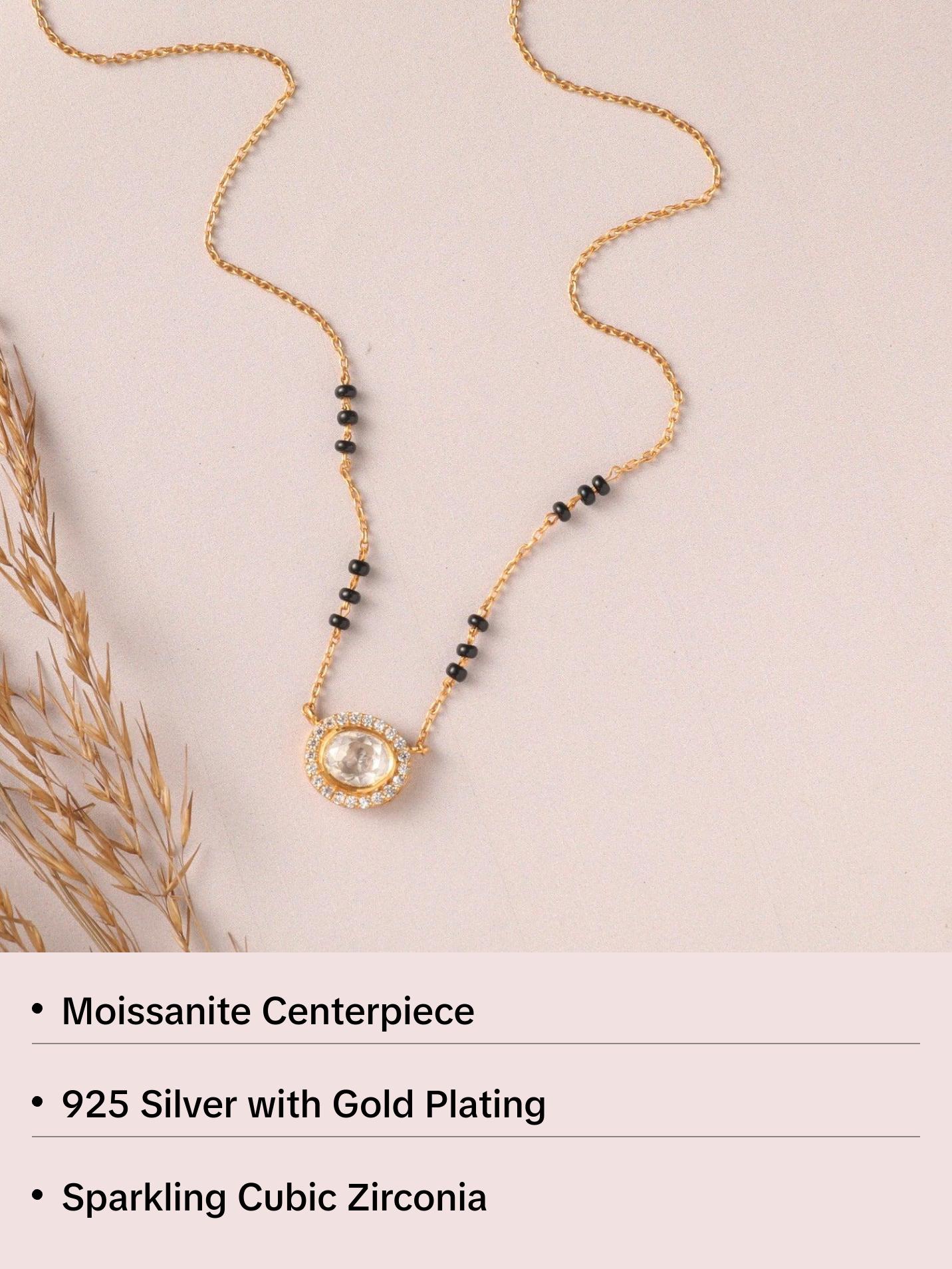 Classic Moissanite Silver Mangalsutra Necklace