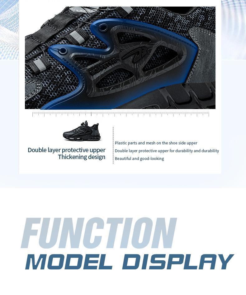 Men's Steel Toe Safety Sneakers with Swivel Buckle - Puncture-Proof Kevlar Midsoles, Anti-Slip Rubber Sole, Breathable Mesh Upper, Durable Work Boots for Outdoor Activities, Blue Collar Workers, Nurses