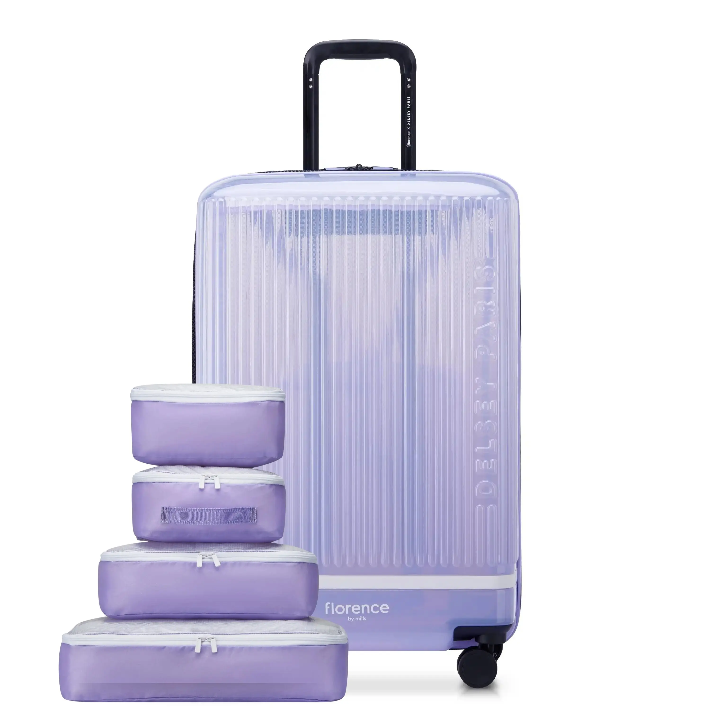 DELSEY Paris x florence by mills Gotta Glow Medium Expandable Spinner Luggage - Durable, 4-Wheel, Functional, Hard-Shelled, High-Capacity Checked Luggage, Durable Checked Luggage