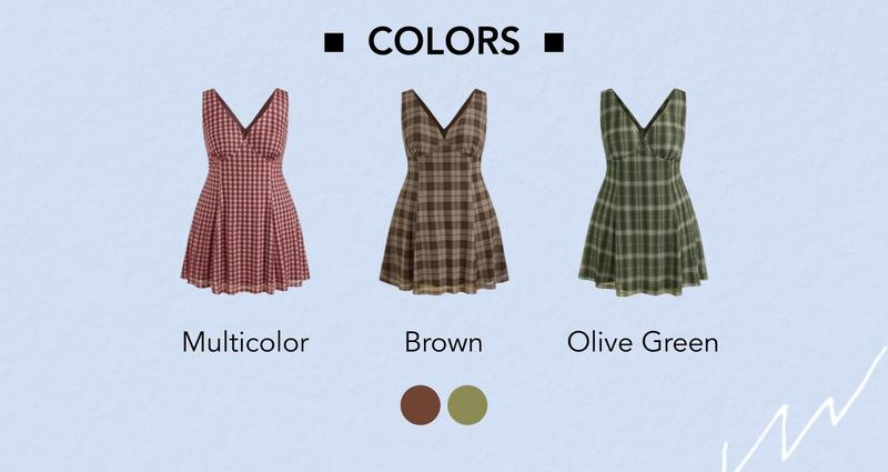 Cider [3 colors, size 0-26] V-neck Check Mini Dress Curve & Plus