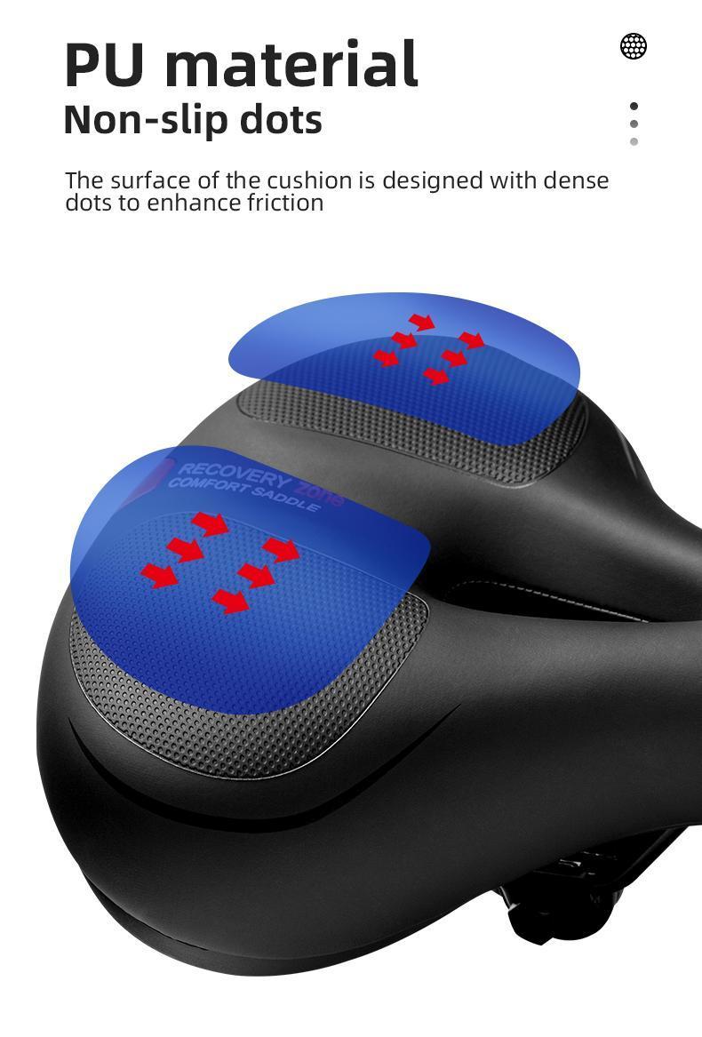 ROCKBROS Comfort Bike Saddle Mountain Bicycle Accessories for Men Women Wide Bike Seat Cushion Dual Shock Absorbing with Reflective Strip