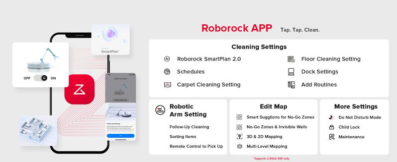Roborock Saros Z70 Robot Vacuum and Mop, OmniGrip Arm, AI-Powered, 22,000Pa Suction, 3.14’’ Ultra Slim, FlexiArm Riser Technology, AdaptiLift Chassis, Obstacle Avoidance, Auto Mop Washing & Drying