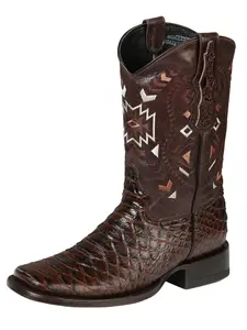 El General Men’s Python Imitation Rodeo Boots - Brown 45095