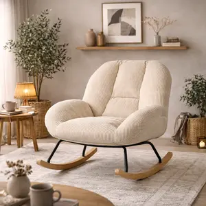 Homy Casa Corduroy Rocking Chair Ergonomic Lounge Accent Chair for Living Room Bedroom Cozy Modern Relax Chair