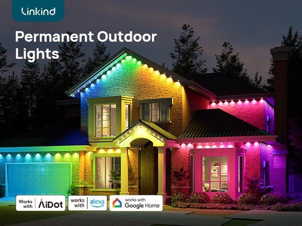 [Daily & Security Lighting] Linkind Smart Permanent Outdoor Lights 100ft RGBTW Christmas Lights 85 Scenes Modes IP67 Waterproof Alexa & Google Assistant Compatible for Daily Holiday Decorations