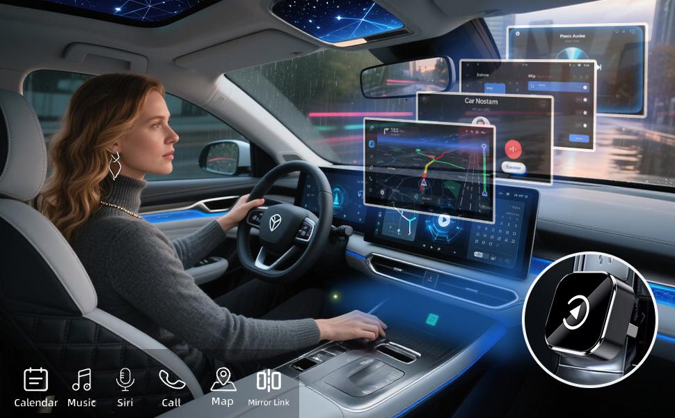 【Yurnlv】 New 2026 CarPlay wireless CarPlay adapter for iPhone/Android,  fast connection, no delay, hands-free calls, wireless adapter, electronic charger, CarPlay adapter