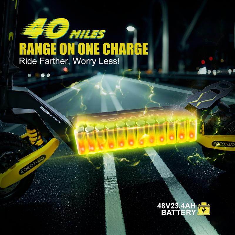 EOEOTWO All Terrain Electric Scooter,1200W Violent Motor,30MPH Fast 20/40Miles Range,3 Seconds Folding,330LBs Load Capacity,Dual Shock Absorption,Foldable Off-Road E-Scooter