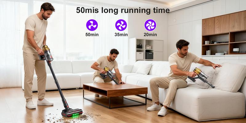 [Home Essential] Cordless Stick Vacuum Cleaner with 55Kpa Suction, Anti - Tangle Brush and Upgraded Green Light, Ideal for Home Cleaning