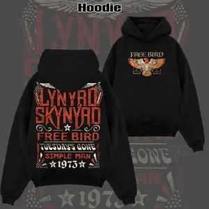 Vintage Lynyrd Skynyrd - FREE BIRD 2 Sided Graphic Tee - Washed Tee - Hoodie, Lynyrd Skynyrd Shirt, Retro Music Tee, Rock Music Lover Shirt, Vintage Band Shirts Casual Cotton Fabric Fit Top, Top Men's and Women's Clothing