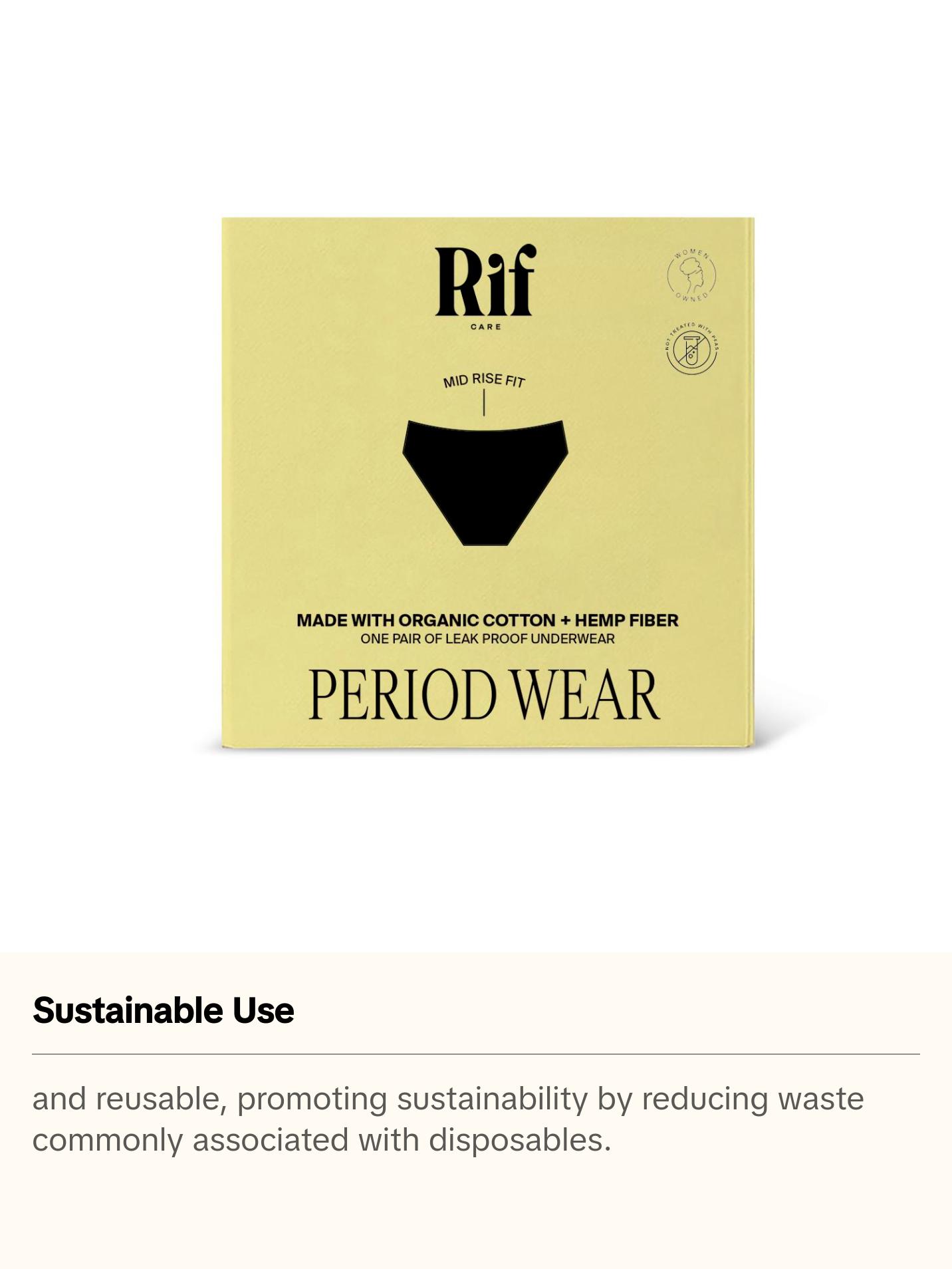 Rif Period Wear Leak Proof Underwear made with Organic Cotton + Hemp Fiber PFA-Free