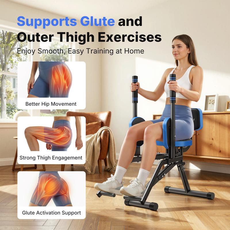 Merach Hip Abductor Machine for Home Gym, Upper Back Exerciser, Adjustable Glute Trainer, Thigh Workout Equipment for Hip Sculpting & Butt Lifting