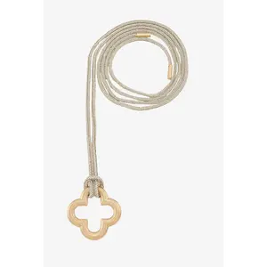 Rhinestone Rope Belt With Gold Tone Clover Pendant