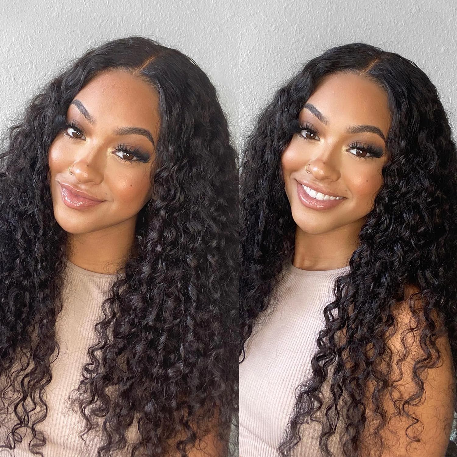 Deep Wave Ready to Wear Glueless Human Hair Wig Pre-cut Lace Pre-plucked Natural Hairline Ready & Go Wig for Beginners No Glue No Gel
