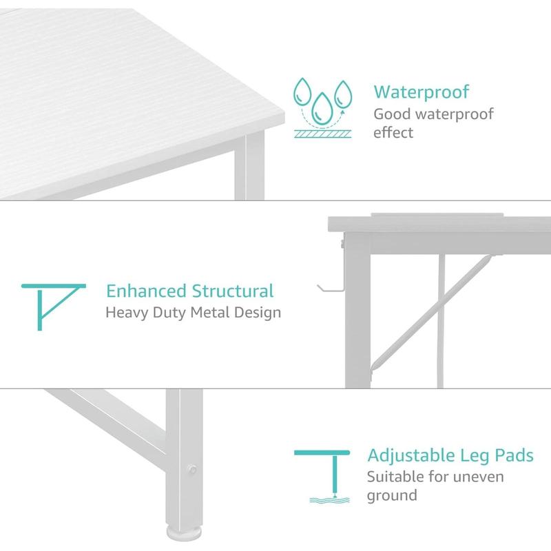 Lufeiya White Computer Desk with Power Outlet, 55 inch Teen Study Table Home Office Work Writing Gaming Desks with Charging Station Outlets Built in, White, Get Free Gift