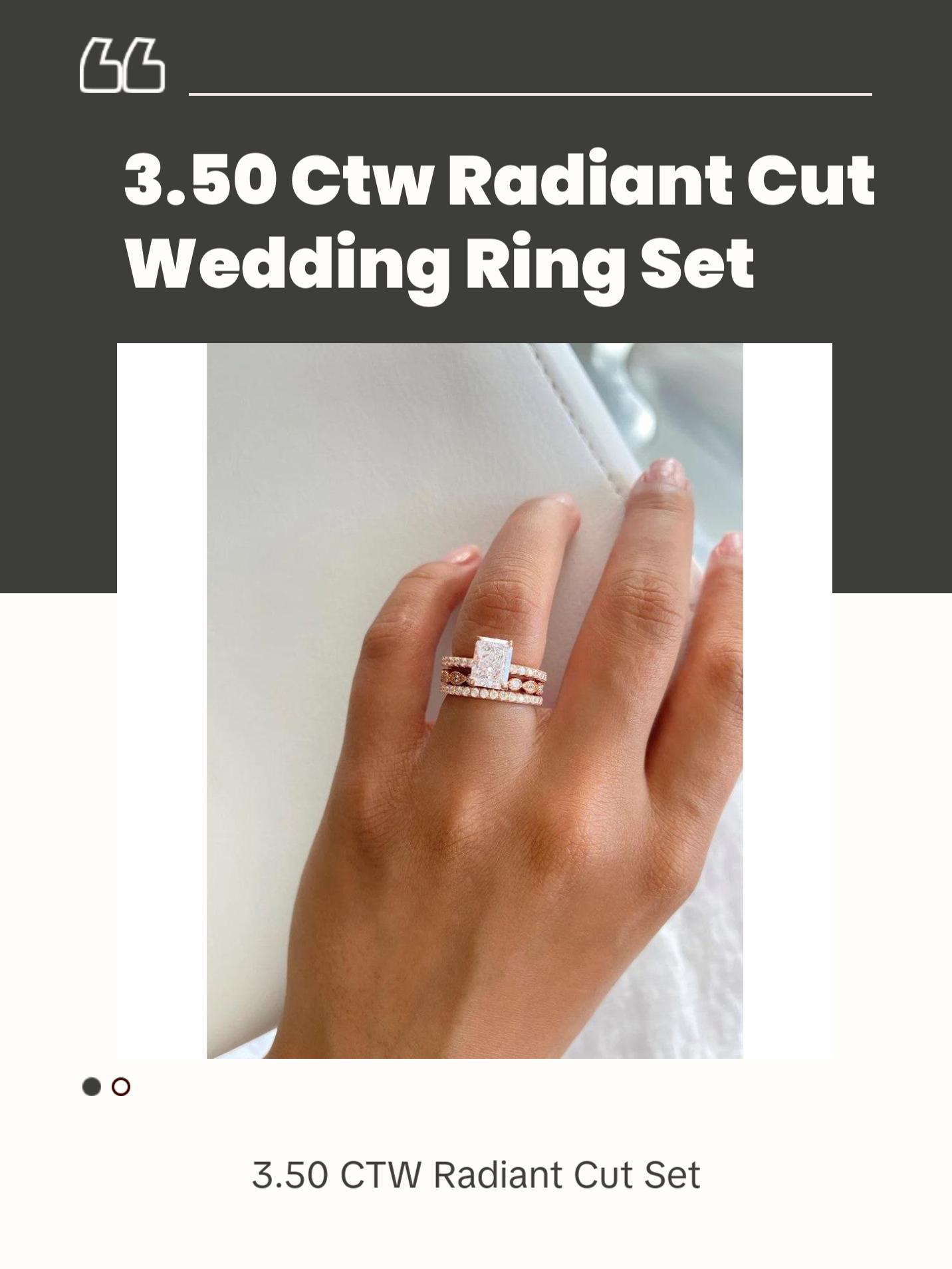 3.50 CTW Radiant Cut, 3-Piece Wedding Ring Set