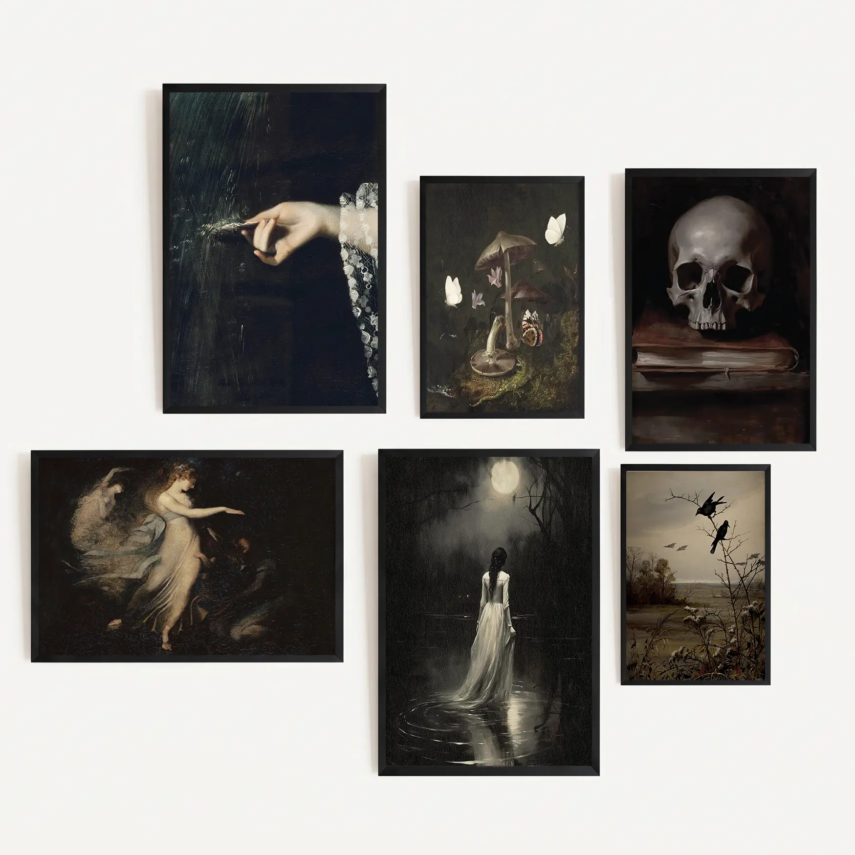 Vintage Dark Victorian Gothic Halloween Wall Decor Canvas Print Poster, Dark Halloween Aesthetic Decor, Retro Gothic Wall Decor For Bedroom Dorm Home Living Room