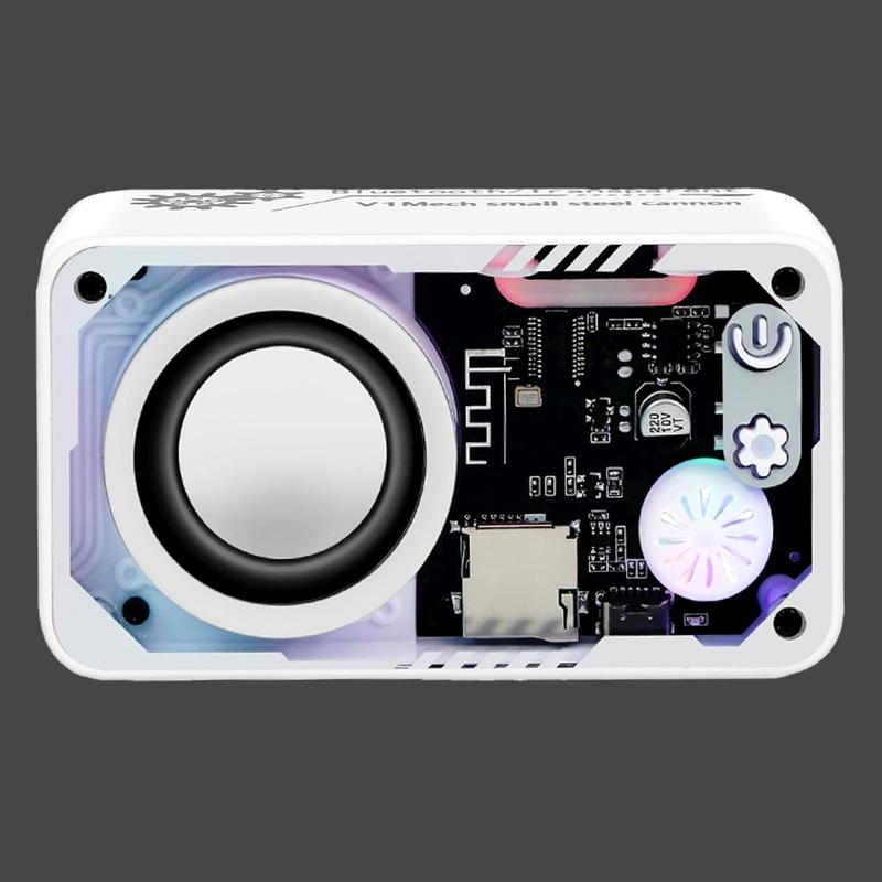 Hi-Fi 3D Sound Bluetooth Speaker with Transparent Mecha LED Light TF Card Support for Enhanced Audio Experience Immersive Sound & Visual Appeal