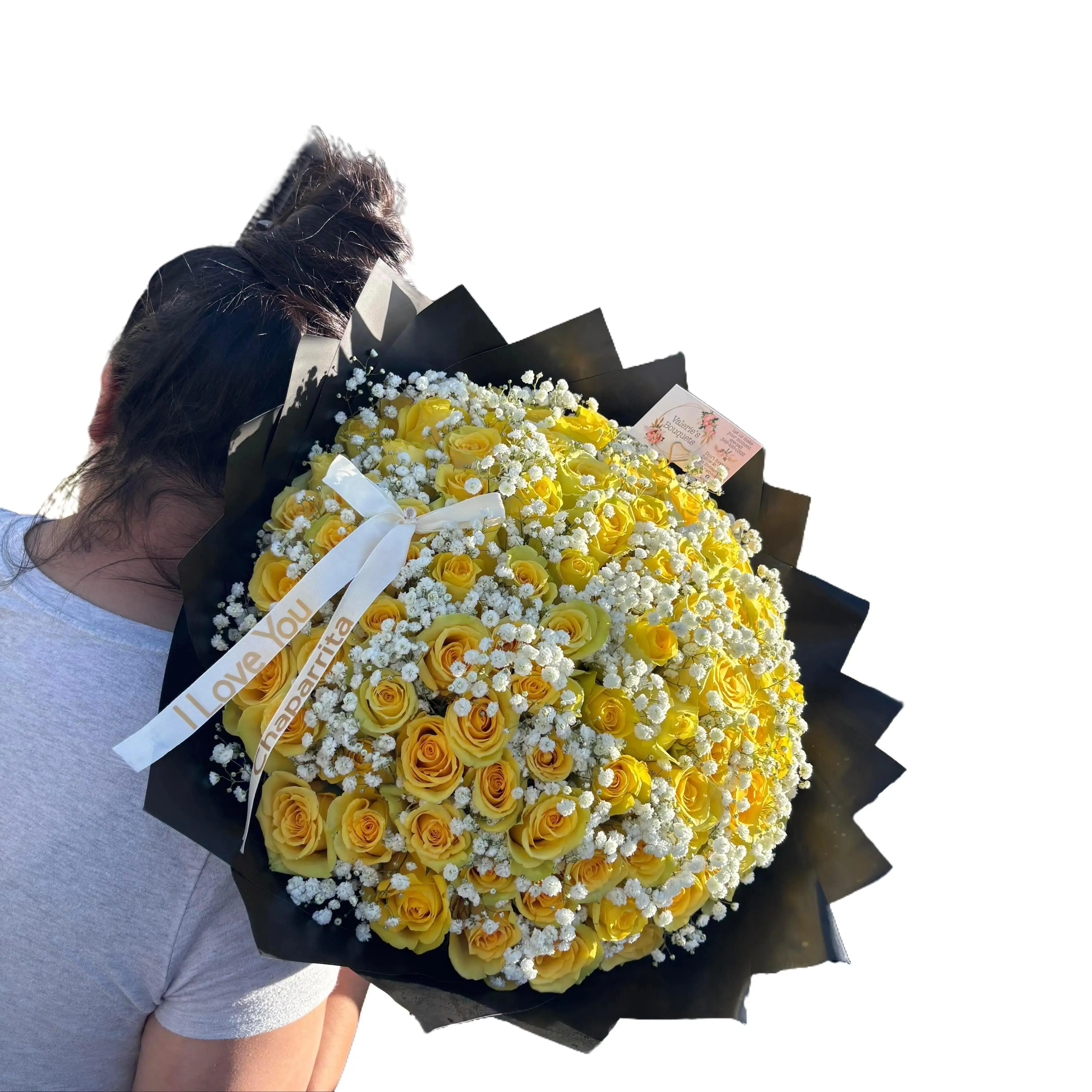 Yellow Rose Bouquet with Baby breath- FRESH FLOWERS/ROSES-